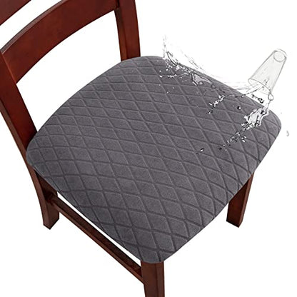 Genina Waterproof Seat Covers for Dining Room Chairs, Stretch Chair Covers Removable Washable Dinning Room Kitchen Chair Seat Cushion Slipcovers (Argyle-Dark Gray, 2 PCS) - color: Argyle-dark Gray, size: 2 PCS