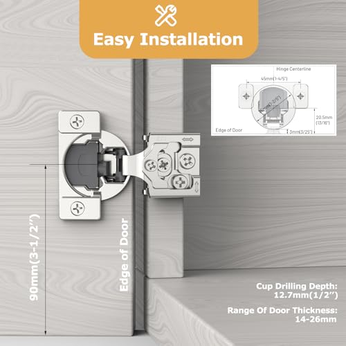 Furniware 50 Pieces 1/2 inch Overlay Soft Close Cabinet Hinges - color: Satin Nickel - 50 Pack, size: 1/2 Inch