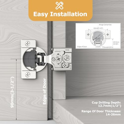 Furniware 50 Pieces 1/2 inch Overlay Soft Close Cabinet Hinges - color: Satin Nickel - 50 Pack, size: 1/2 Inch
