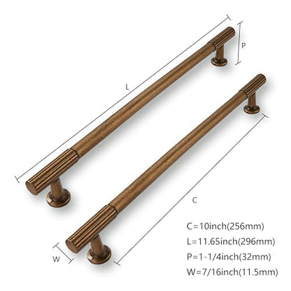 2 Pack 10 Inch(256mm) Hole Center Antique Brass Cabinet pulls Kitchen Handles Solid Heavy Duty Cabinet Pull Kitchen Hardware - color: Antique Brass, size: 10 Inch(256mm)hole center