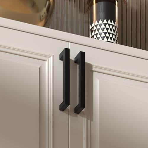 Goldenwarm 30 Pack 5“ Black Kitchen Cabinet Handles Drawer Pulls - color: Black, size: 5in Hole Centers