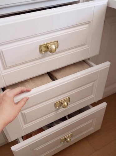 6Pack Champagne Bronze Cabinet Knobs with Backplate Drawer knobs - color: Champagne Bronze, style: Beadedge