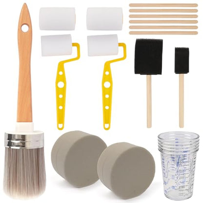 19PCS Paint Brush and Roller Set, Painting Supplies for DIY Projects