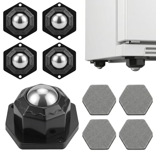 Zerobe Hex Self Adhesive Caster Wheels, Heavy Duty Furniture Movers, 4 Pack - color: Black, size: 4pcs