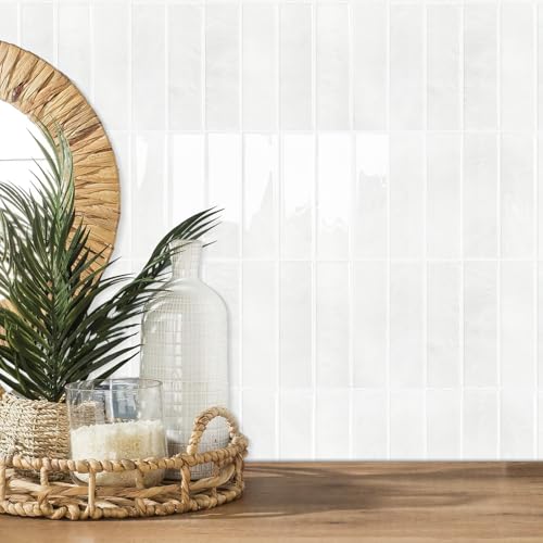 STICKGOO 10-Sheet Peel and Stick Backsplash Tile(Thicker Design) - color: Faux White Wall
