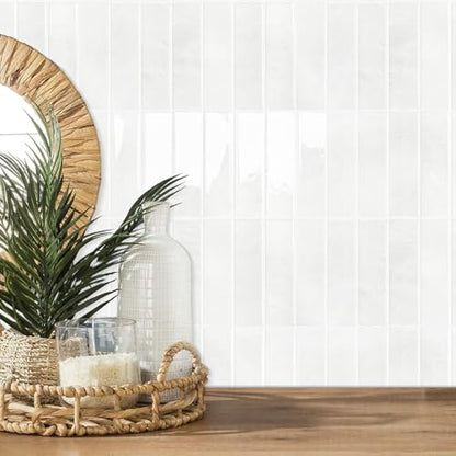 STICKGOO 10-Sheet Peel and Stick Backsplash Tile(Thicker Design) - color: Faux White Wall