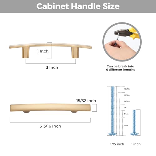 30 Pack Champagne Bronze Cabinet Handles, 3" Hole Center Curved Pulls - color: Champagne Bronze, size: 3" Hole Center