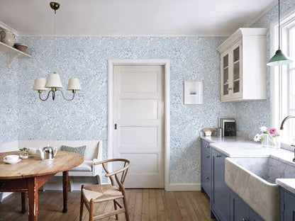 Heroad Light Blue Floral Peel Stick Wallpaper Contact Paper 17.3''x196'' - color: Blue/White, size: 17.3" x 196"