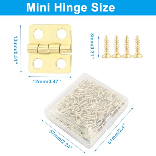 Biaungdo Metal Mini Hinges, 13x12mm, Golden, 60 Pcs - color: Yellow, size: 13x12mm,60Pcs