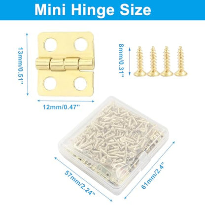Biaungdo Metal Mini Hinges, 13x12mm, Golden, 60 Pcs - color: Yellow, size: 13x12mm,60Pcs