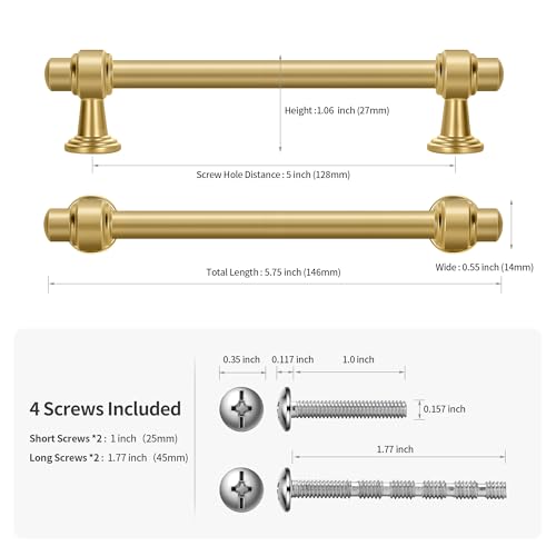 Lardmon 10 Pack 5 Inch(128mm) Hole Center Brushed Champagne Bronze Modern Cabinet Pulls Kitchen Cabinet Handles Kitchen Cabinet Hardware Timeless Drawer Vanity Pulls, Champagne(5x10) - color: Champagne Bronze, size: 5 Inch Hole Center, style: 10 Pack