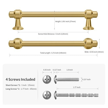 Lardmon 10 Pack 5 Inch(128mm) Hole Center Brushed Champagne Bronze Modern Cabinet Pulls Kitchen Cabinet Handles Kitchen Cabinet Hardware Timeless Drawer Vanity Pulls, Champagne(5x10) - color: Champagne Bronze, size: 5 Inch Hole Center, style: 10 Pack
