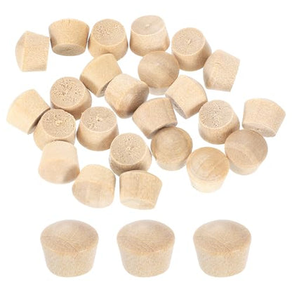 uxcell 56Pcs Wood Button Plugs, 7.5mm/0.3" Flat Head Hardwood Screw Hole Plug Wooden Caps Buttons Wood Plug for Furniture Woodworking Craft Decor (9mm x 7.5mm) - size: 9x7.5x8mm