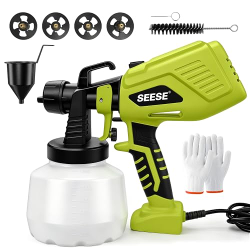 SEESE HVLP Electric Paint Sprayer: Equipped with 4 Nozzles & 3 Patterns