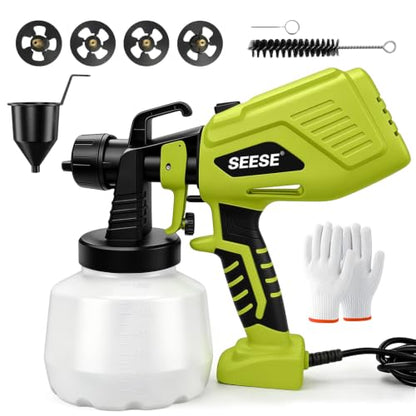 SEESE HVLP Electric Paint Sprayer: Equipped with 4 Nozzles & 3 Patterns