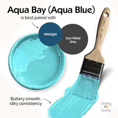 Chalky Chicks Aqua Bay 4 Fl Oz Chalk Paint for Furniture All in One - color: Aqua Bay (Aqua Blue), size: 4 Fl Oz (Pack of 1)