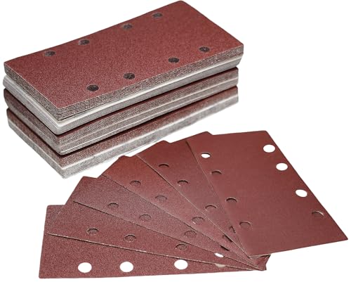 60 PCS Hook & Loop Sandpaper Sheets for 1/3 Sheet Sander – 60/80/100/120/150/240 Grit – Aluminum Oxide Sanding Paper for Wood, Metal, Paint & DIY Projects