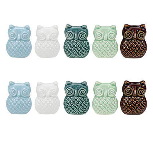 Owl Shape Ceramic Knobs, 5 Colors, 10Pcs - color: Colorful Owl, size: 1.97 Inch