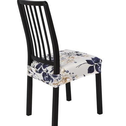 SearchI Dining Chair Seat Covers Set of 4, Rear Covered, Blue Flower - color: Blue Flower