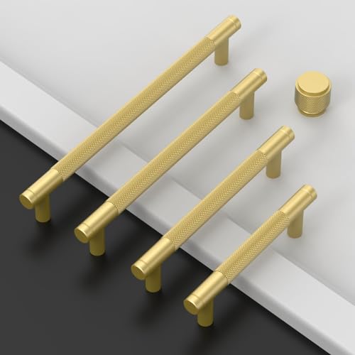 Asidrama 30 Pack Brushed Gold Zinc Alloy Knurled Dresser Knobs Cabinet Hardware for Dresser Drawers - color: Brushed Gold, style: 30 Pack