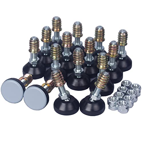 Furniture Leveler Swivel Feet PTFE(Teflon) Bottom(25mm Base),Threaded Shank(1/4-20) Adjustment Pads,Table/Chair/Cabinet/Sofa Medium Legs Leveling,Nuts Installation and Floor Protection(16 Pack) - size: 16 Pack,25mm Base 1/4-20