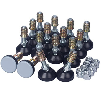 Furniture Leveler Swivel Feet PTFE(Teflon) Bottom(25mm Base),Threaded Shank(1/4-20) Adjustment Pads,Table/Chair/Cabinet/Sofa Medium Legs Leveling,Nuts Installation and Floor Protection(16 Pack) - size: 16 Pack,25mm Base 1/4-20
