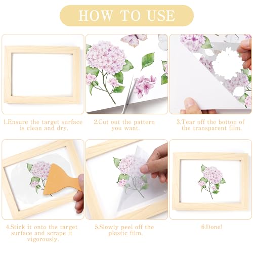 12 Pcs Flower Rub-On Transfers for Furniture & Crafts, 5.9 x 5.9 Inch - style: Flower