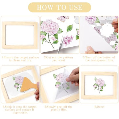 12 Pcs Flower Rub-On Transfers for Furniture & Crafts, 5.9 x 5.9 Inch - style: Flower