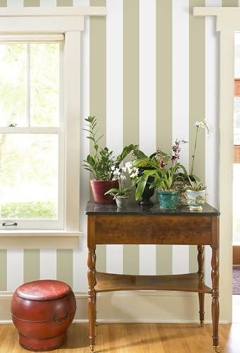 Erfoni 17.7"x118" Brown and White Wallpaper Stripe Peel and Stick Wallpaper - color: Brown and White, size: 17.7" x 118"