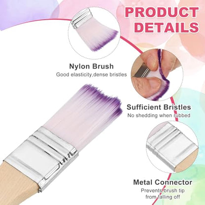 PATIKIL 6Pcs Wooden Paint Brush Set, 5.4" Nylon Bristle Flat Brushes #2 - color: Purple/White, size: #2