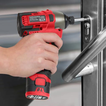 140Nm 17V Brushless Impact Screwdriver with 2 Batteries (Red) - color: Red, size: 17V Brushless Screwdriver