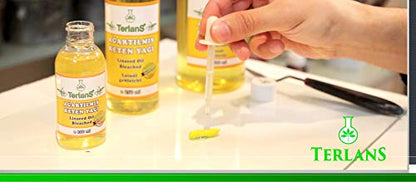 TERLANS Refined Linseed Oil 100 ml (3.38 Fl.Oz) – Oil Paint Thinner & Medium for Artists, Improves Flow, Transparency & Gloss, Non-Yellowing Natural Linseed Oil, Wood Preserver