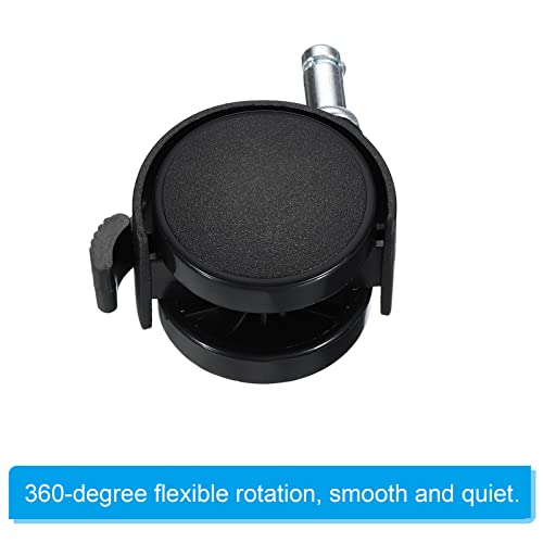 PATIKIL 1.5 Inch Swivel Casters, 6 Pack Nylon 360 Degree Universal Circlip Swivel Stem Wheels with Brake for Chair Furniture Replacement, Black