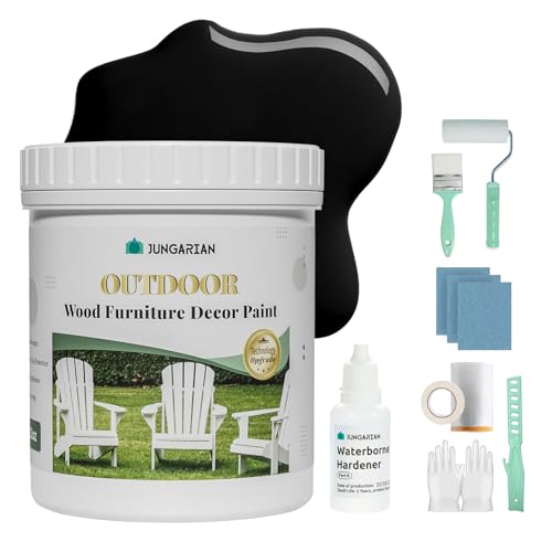 2K Outdoor Indoor Cabinet Furniture Paint With Tools - Water-Based, Low Odor All-in-One Paint - No Sanding, No Priming - Matte Finish for Wooden Floor, Doors, Tables, Dressers, 32oz, Black - color: Black, style: 32 Fl Oz with Tools