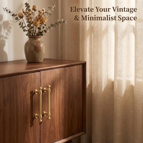 RZDEAL Heavy Duty Solid Brass Cabinet Pulls Handles, 4 Pack 5 Inch Gold Drawer Pulls for Dresser Kitchen Cupboard Bathroom,Brushed Brass Cabinets Hardware - size: 5 In(128mm)