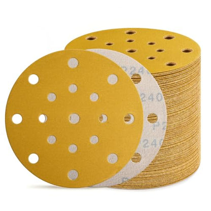 80Pcs 6 Inch Sanding Discs 240 Grit, Hook and Loop Orbital Sandpaper - style: 240Grit-80Pcs