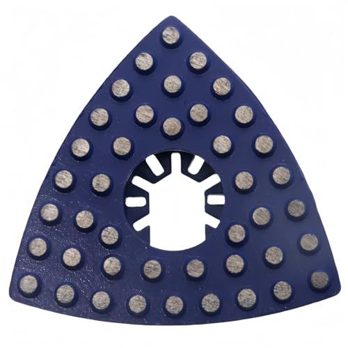 Oscillating Triangular Diamond Grinding Pads, 3 Inch Metal Bond Dots Grinding Disc for Edge Tight Corners, 100 Grit - color: blue