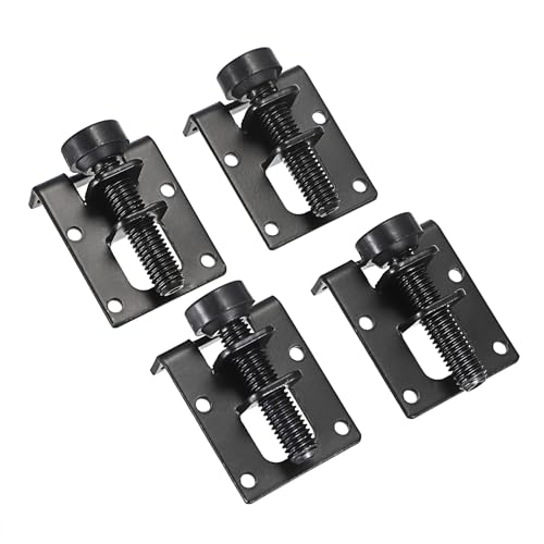 OwnMy Black Adjustable Leveling Feet L Shaped Furniture Levelers Legs 16PCS