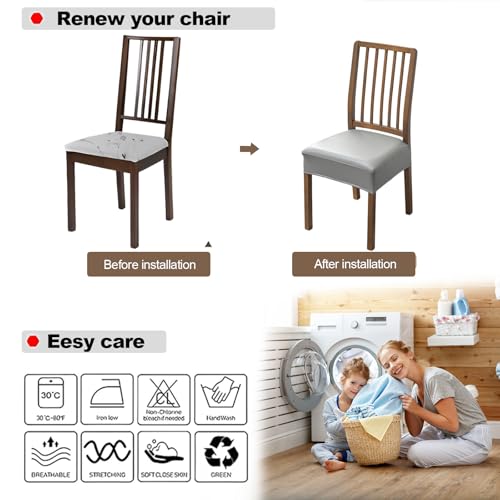 FUANGUI Dining Chair Covers Set of 2, Kitchen Chair Seat Covers - color: Pu-grey