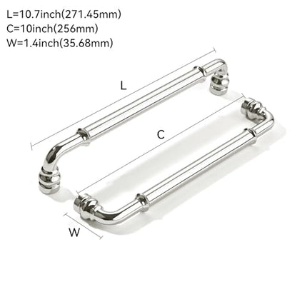 khtumeware 10 Pack Heavy Duty 10" Vibrant Polished Nickel Cabinet Pulls - color: Polished Nickel, size: 10"(256mm) Hole Center
