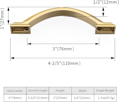 10 Pack 3 Inch(76mm) Champagne Bronze Cabinet Pulls, Champagne Gold Cabinet Handles Kitchen Arch Cabinet Hardware for Bathroom Drawer - color: Champagne Bronze, size: 3 inch（76mm）, style: 10 Pack