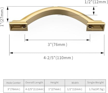 10 Pack 3 Inch(76mm) Champagne Bronze Cabinet Pulls, Champagne Gold Cabinet Handles Kitchen Arch Cabinet Hardware for Bathroom Drawer - color: Champagne Bronze, size: 3 inch（76mm）, style: 10 Pack