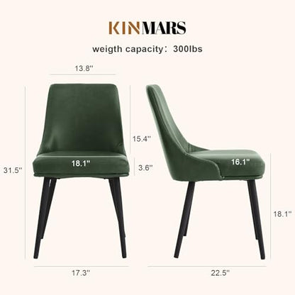kinmars Kitchen & Dining Leather Dining Chairs Set of 6 Green - color: Green-faux Leather