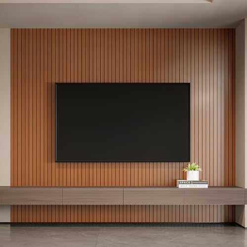 YLL YLL PVC Slat Wall Panel Peel and Stick 118"x 15.7" Faux Walnut Wood Grain Slat Panel Self-Adhesive Wallpaper Soundproof 3D Wall Panels - color: Walnut, size: 15.7" x 118"