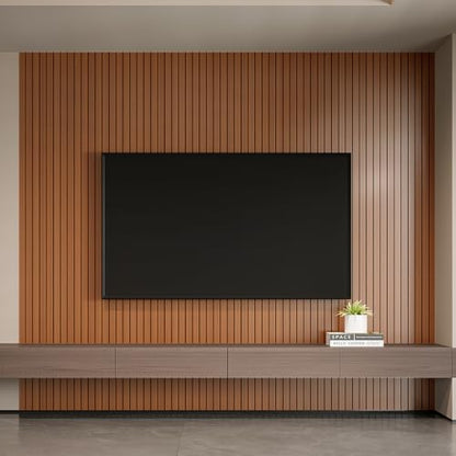 YLL YLL PVC Slat Wall Panel Peel and Stick 118"x 15.7" Faux Walnut Wood Grain Slat Panel Self-Adhesive Wallpaper Soundproof 3D Wall Panels - color: Walnut, size: 15.7" x 118"