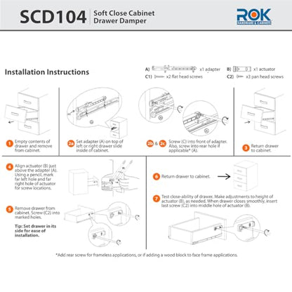 10-Pack Rok Titus Hardware Soft Close for Wood Drawers/Soft Close Drawer Adapter/Add-On/Retrofit (White), SCD104W - style: 10-Pack White Color