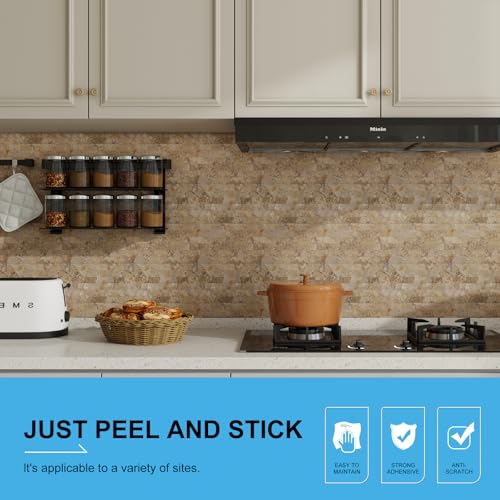 Peel and Stick Backsplash Tiles, Beige Slate Mixed Gold Stellate Self-Adhesive PVC Metal Mosaic Tiles for Kitchen & Bathroom (10 Sheets) - color: Beige Slate Mixed Gold Stellate