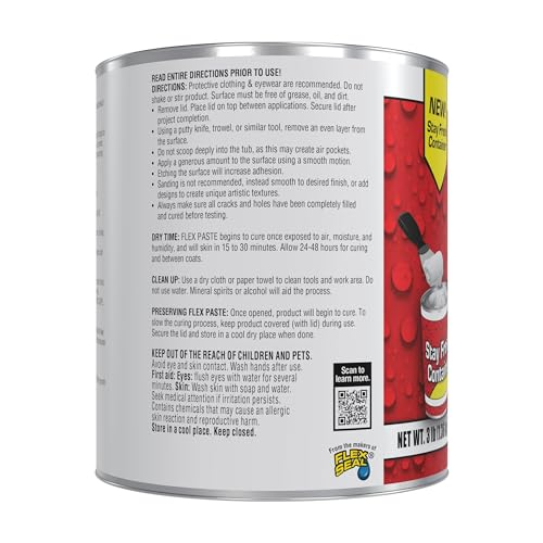 Flex Paste Rubberized Waterproof Sealant Paste, White, Quart, 1-Pack - color: White, size: Quart