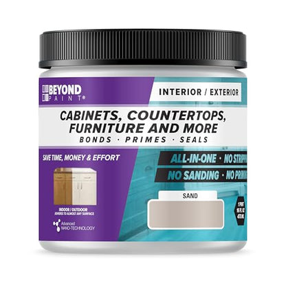 Beyond Paint All-in-One Refinishing Paint, No Sanding, Matte Finish for Cabinets, Countertops, Furniture and Doors, 1 Pint, Sand - color: Sand