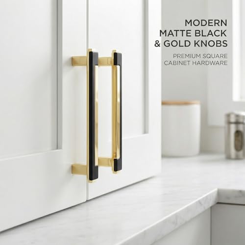 10 Pack Black Gold Cabinet Pulls & Handles, 3.7 Inch Hole Center - color: Black Gold, size: 4.8in/122mm